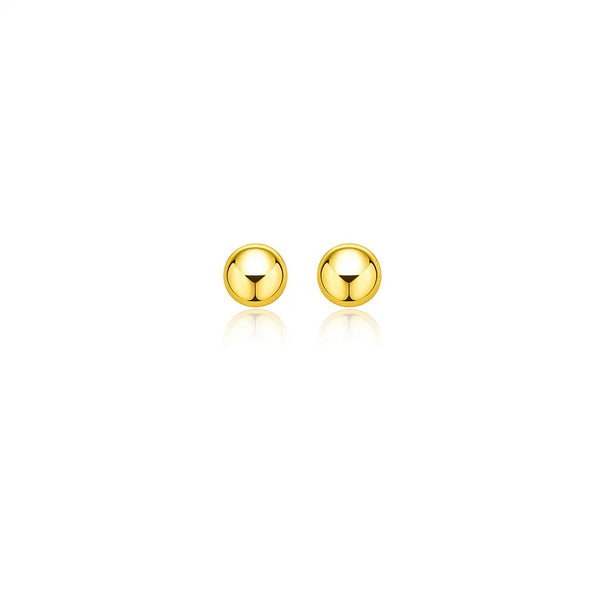 14k Yellow Gold Round Motif Stud Earrings (7mm)