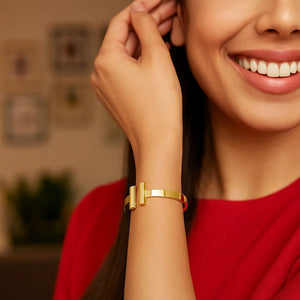 14k Yellow Gold High Polish Bar Cuff Bangle (6.00 mm)