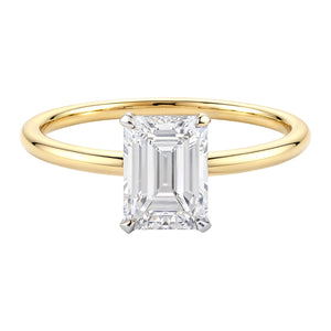 1 1/2 Carat Emerald Lab Grown IGI G/VS1 Diamond Solitaire Ring in 10K Yellow Gold
