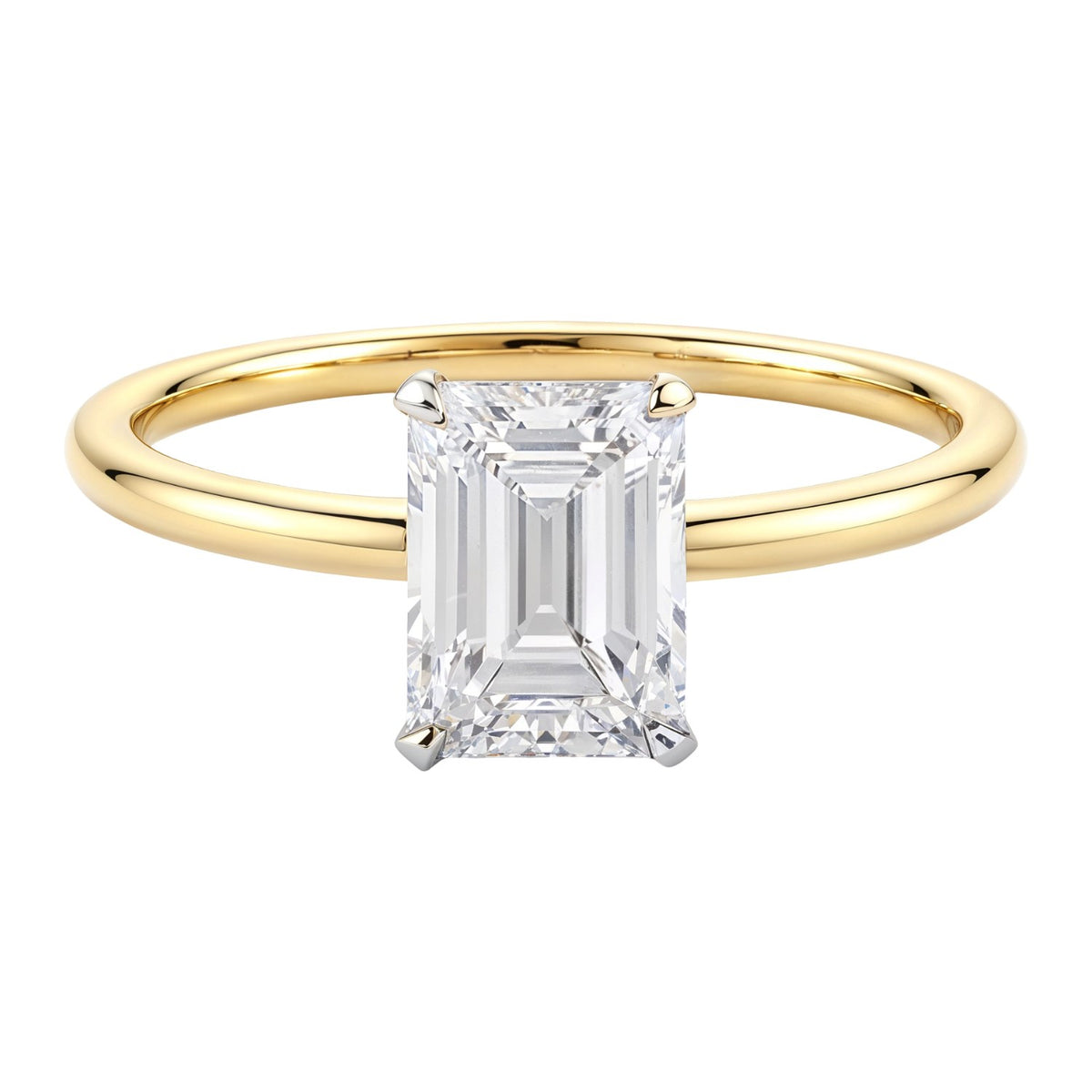 1 1/2 Carat Emerald Lab Grown IGI G/VS1 Diamond Solitaire Ring in 10K Yellow Gold