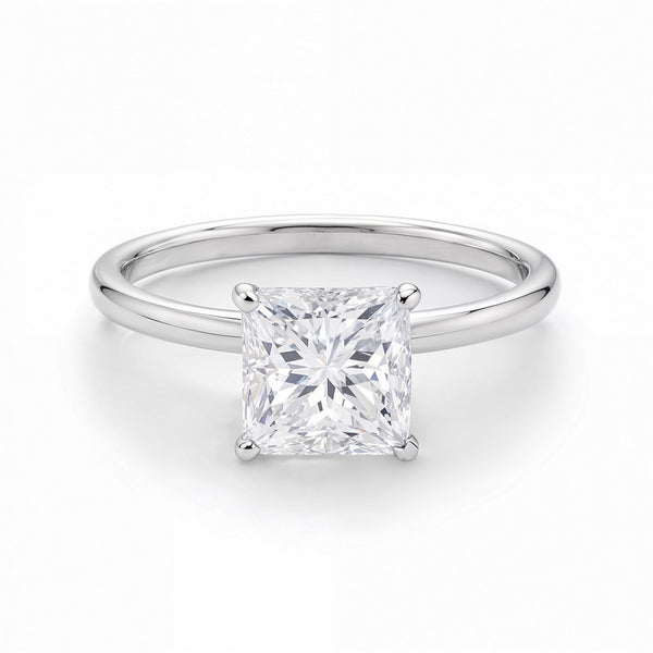 1 1/2 Carat Princess Lab Grown IGI G/VS1 Diamond Solitaire Ring in 14K White Gold