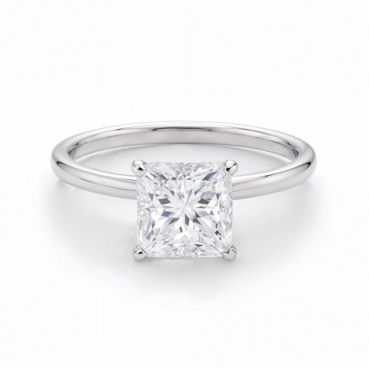 1 1/2 Carat Princess Lab Grown IGI G/VS1 Diamond Solitaire Ring in 14K White Gold