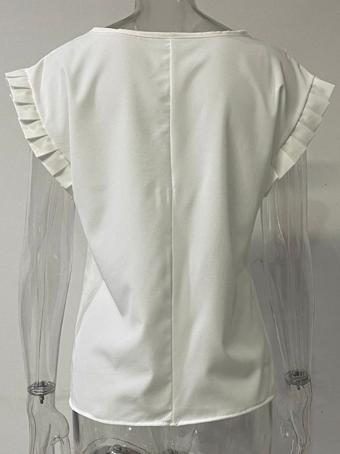 Ruffled Round Neck Cap Sleeve Blouse-Teresa&#39;s Fashionista LLC