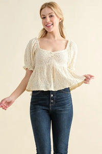 And The Why Lovely Textured and Smocked Top