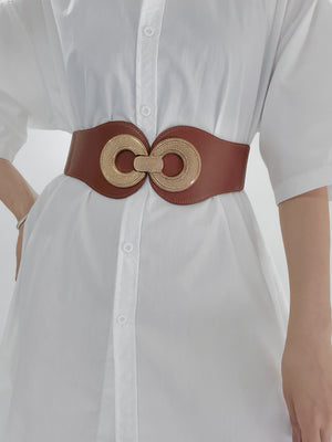 Alloy Buckle Elastic PU Belt-Teresa's Fashionista LLC