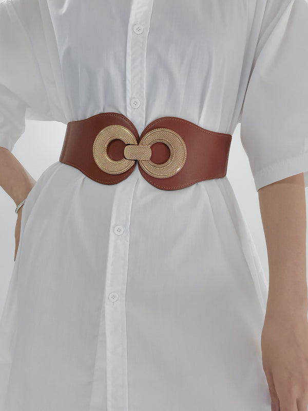 Alloy Buckle Elastic PU Belt-Teresa's Fashionista LLC