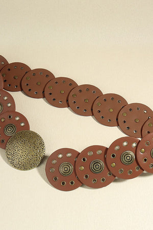 Round Shape PU Leather Belt-Teresa's Fashionista LLC