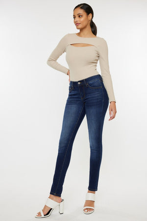 Kancan Mid Rise Gradient Skinny Jeans-Teresa's Fashionista LLC