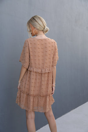 Swiss Dot V-Neck Flutter Sleeve Mini Dress-Teresa's Fashionista LLC