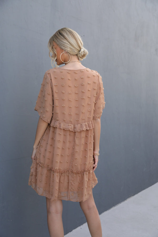 Swiss Dot V-Neck Flutter Sleeve Mini Dress-Teresa's Fashionista LLC