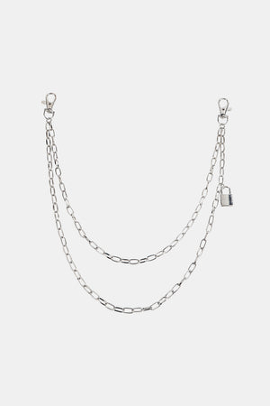Double Layered Iron Chain Belt with Lock Charm-Teresa's Fashionista LLC