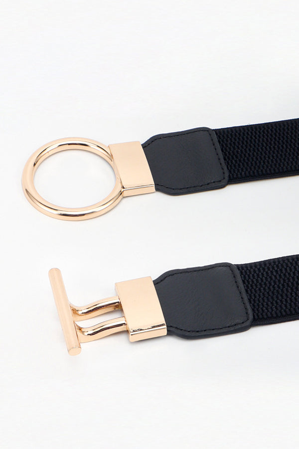 Circle Shape Buckle Zinc Alloy Buckle PU Leather Belt-Teresa's Fashionista LLC