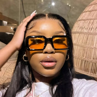 Vintage Rectangular Sunglasses with Tinted Lenses