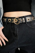 Heart Shape Alloy Detail PU Leather Belt-Teresa's Fashionista LLC
