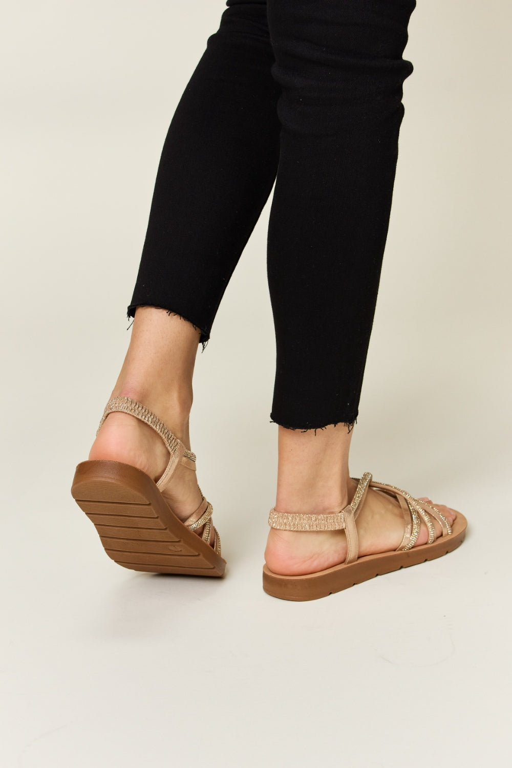 Forever Link Rhinestone Crisscross Flat Sandals-Teresa's Fashionista LLC