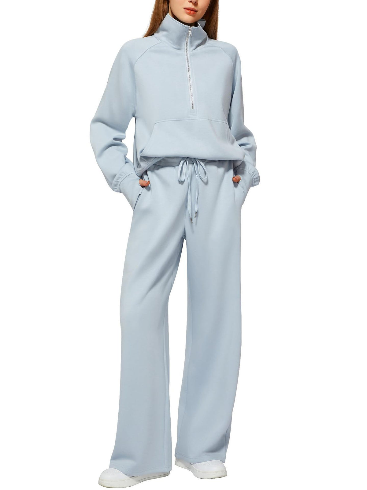 Solid Color Long-sleeved Sweater Trousers Suit Women's Suit - Teresa's Fashionista LLC