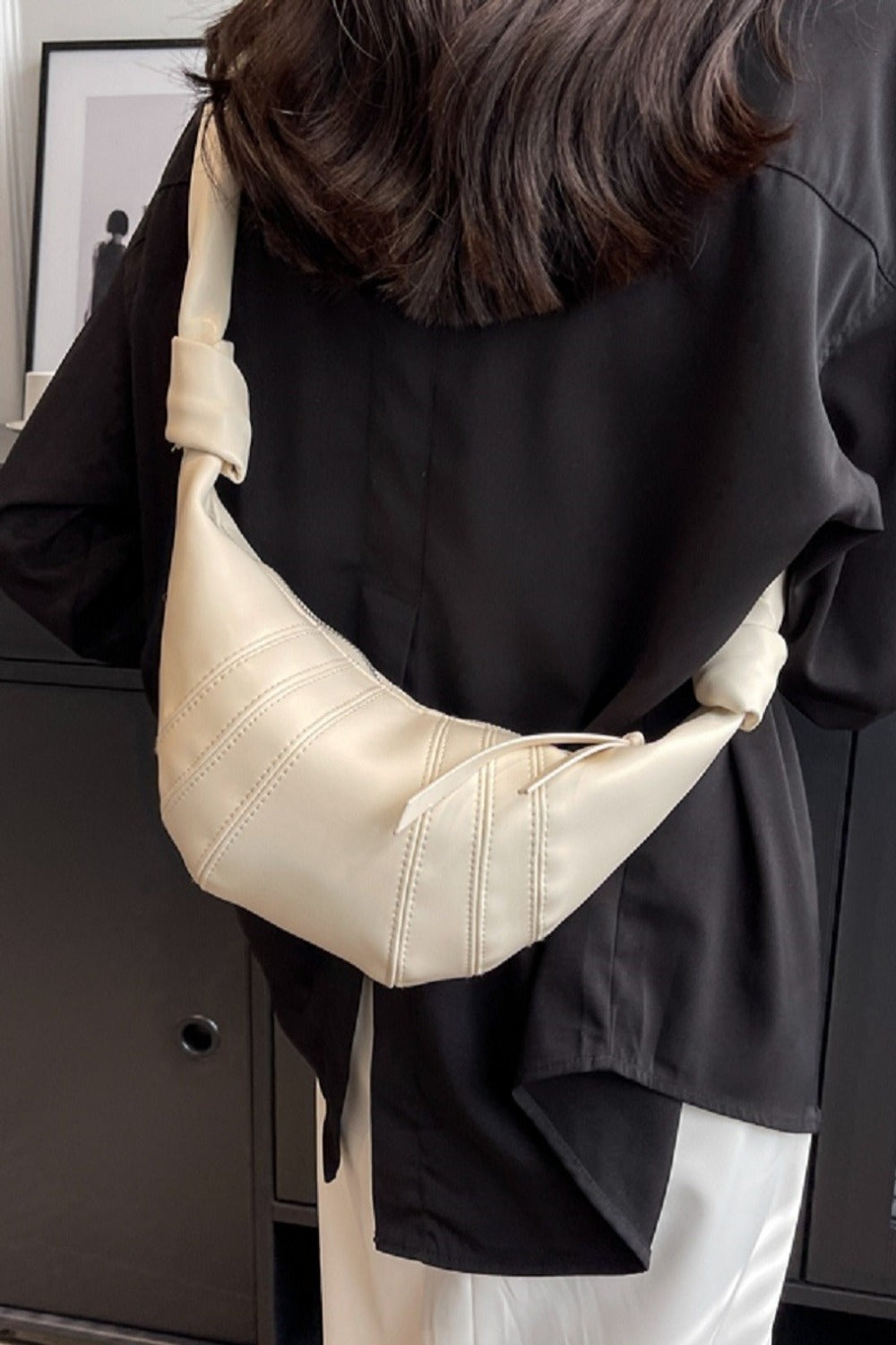 Zenana Vegan Leather Croissant Crossbody Bag-Teresa&#39;s Fashionista LLC