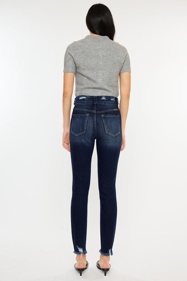 Kancan Full Size Cat's Whiskers Raw Hem High Waist Jeans-Teresa's Fashionista LLC