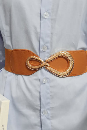 Ribbed Alloy Buckle Elastic Belt-Teresa's Fashionista LLC