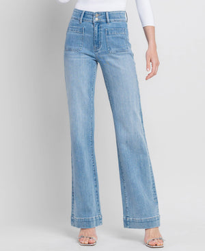90'S VINTAGE SUPER HIGH RISE FLARE JEANS F5655