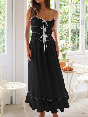 Devine Frill Ruffled Hem Midi Cami Dress - Teresa's Fashionista LLC