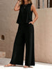 Round Neck Sleeveless Top and Wide Leg Pants Set-Teresa's Fashionista LLC