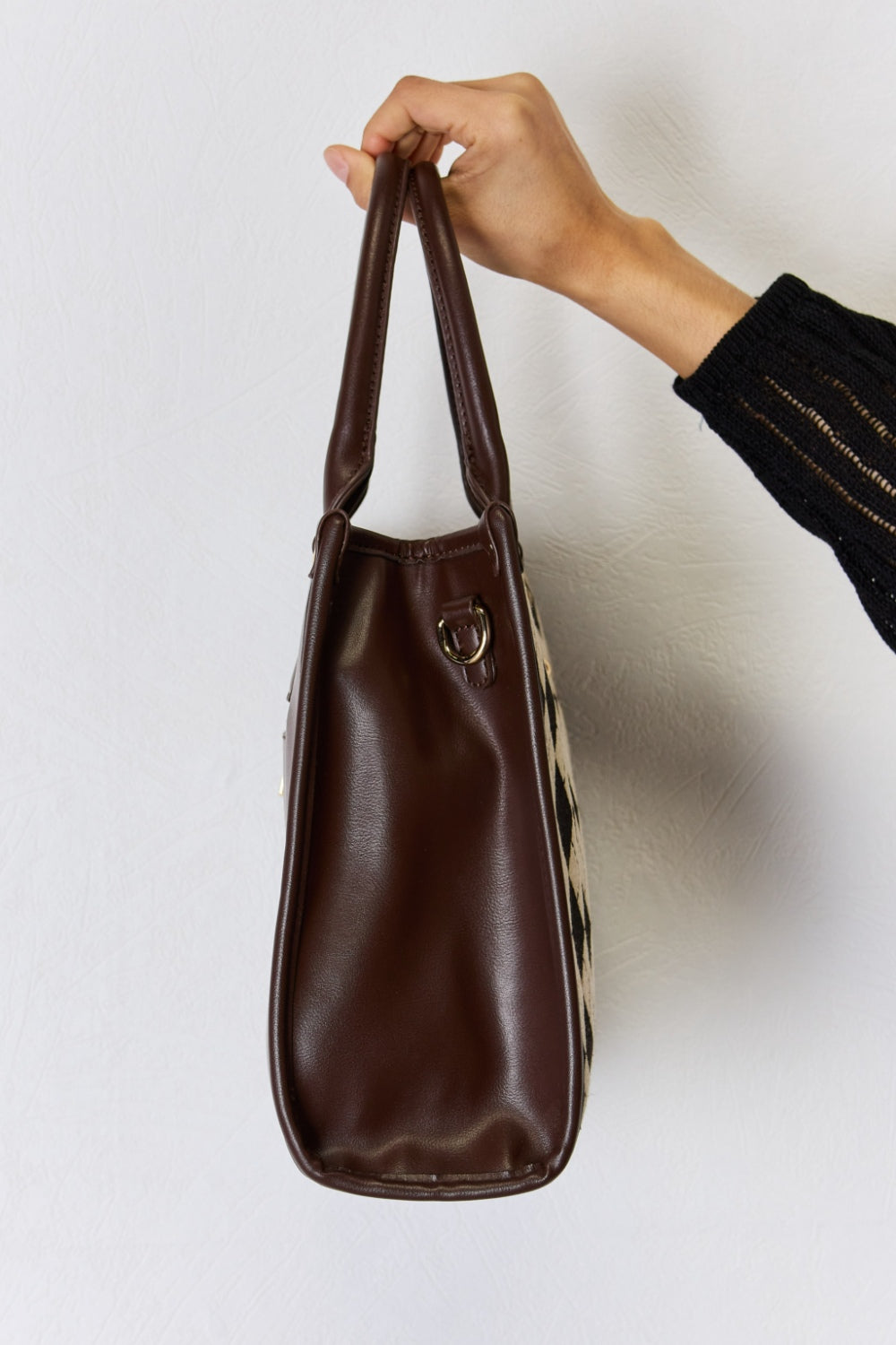 David Jones Argyle Pattern PU Leather Handbag-Teresa&#39;s Fashionista LLC