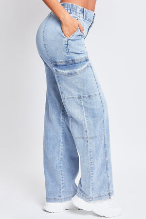 YMI Jeanswear High-Rise Straight Cargo Jeans-Teresa's Fashionista LLC