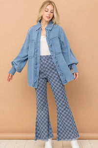 And The Why Checkerboard High Waist Bell Pants