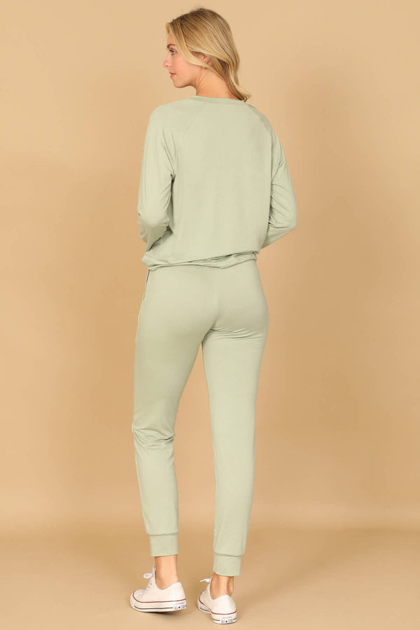 YMP40001V-SOLID LONG SLEEVE TOP AND JOGGERS SET