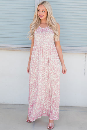 Leopard Round Neck Sleeveless Maxi Dress-Teresa's Fashionista LLC