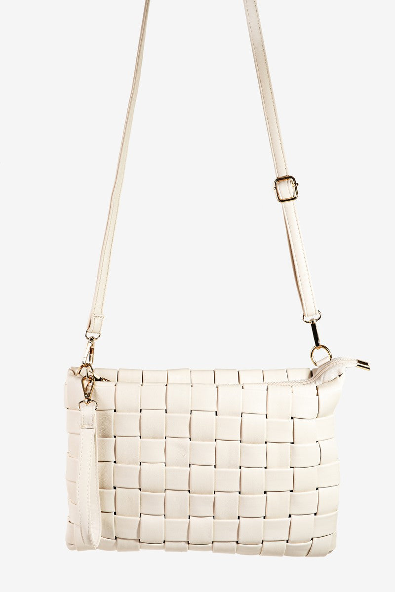 Fame Faux Leather Basket Weave  Crossbody Bag - Teresa's Fashionista LLC