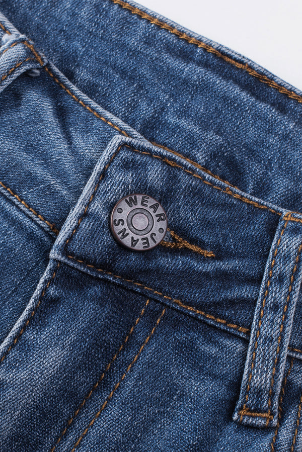 Distressed Straight Jeans with Pockets-Teresa's Fashionista LLC