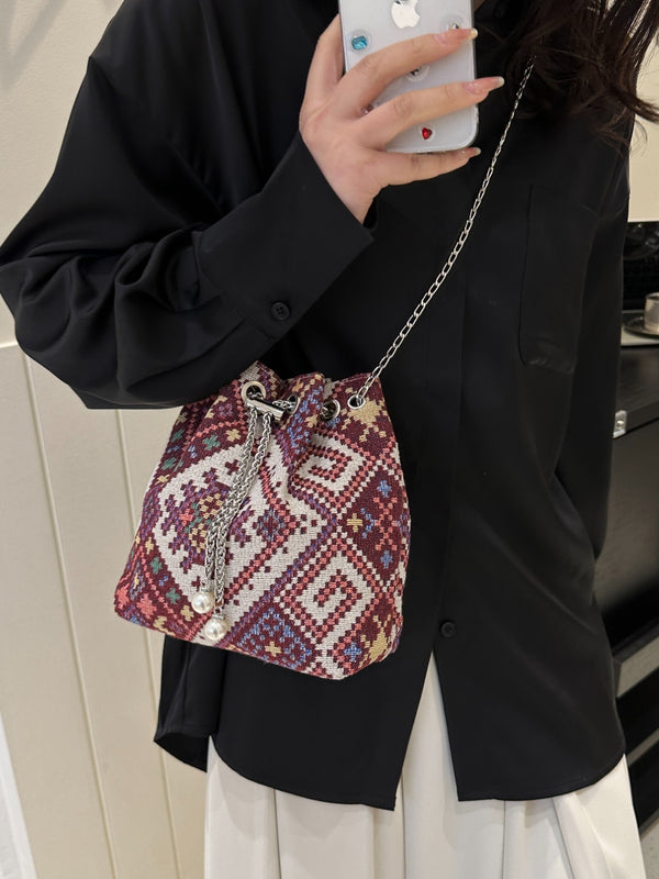 Printed Chain Bucket Bag-Teresa's Fashionista LLC