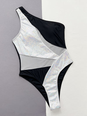 Contrast Panel One-Piece Swimsuit-Teresa's Fashionista LLC