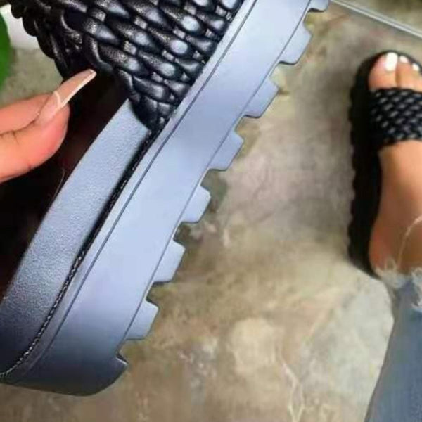 PU Leather Open Toe Platform Sandals-Teresa's Fashionista LLC