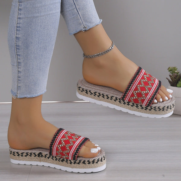 Geometric Weave Platform Sandals-Teresa's Fashionista LLC