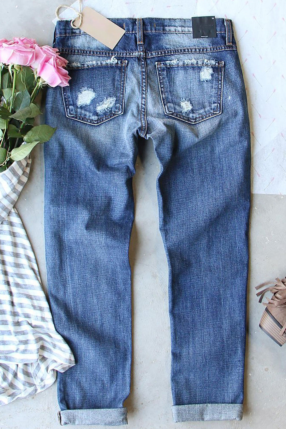 US Flag Mid-Rise Waist Straight Jeans - Teresa's Fashionista LLC