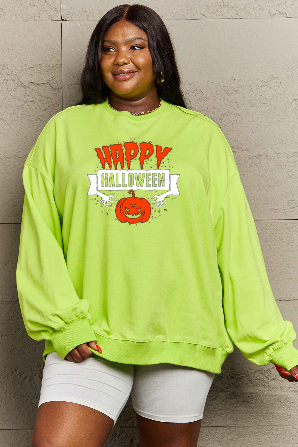 Simply Love Full Size HAPPY HALLOWEEN Graphic Sweatshirt - Teresa's Fashionista LLC