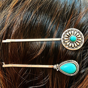 Turquoise Alloy Hairpin - Teresa's Fashionista LLC