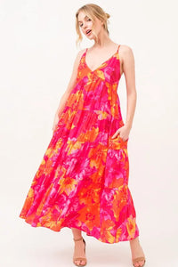 And The Why Floral Tiered Maxi Cami Dress with Pockets