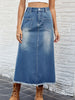 Raw Hem Buttoned Denim Skirt with Pockets-Teresa's Fashionista LLC