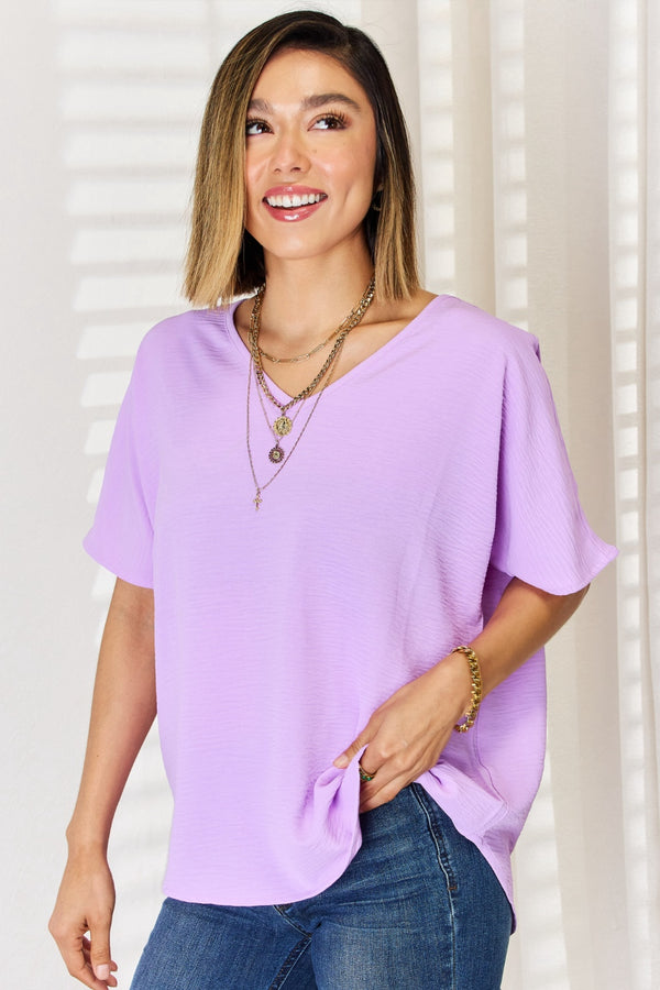 Zenana Texture Short Sleeve T-Shirt-Teresa's Fashionista LLC