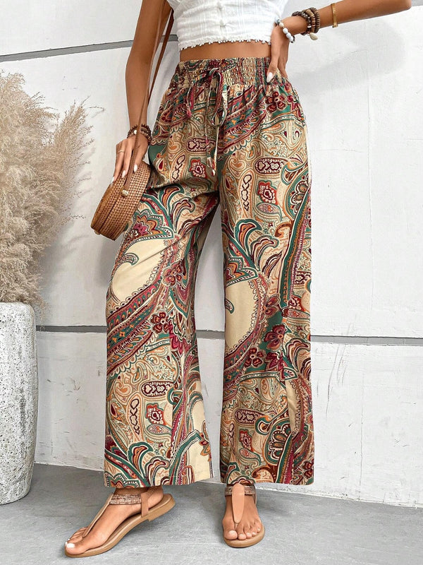 Printed Wide Leg Pants-Teresa's Fashionista LLC