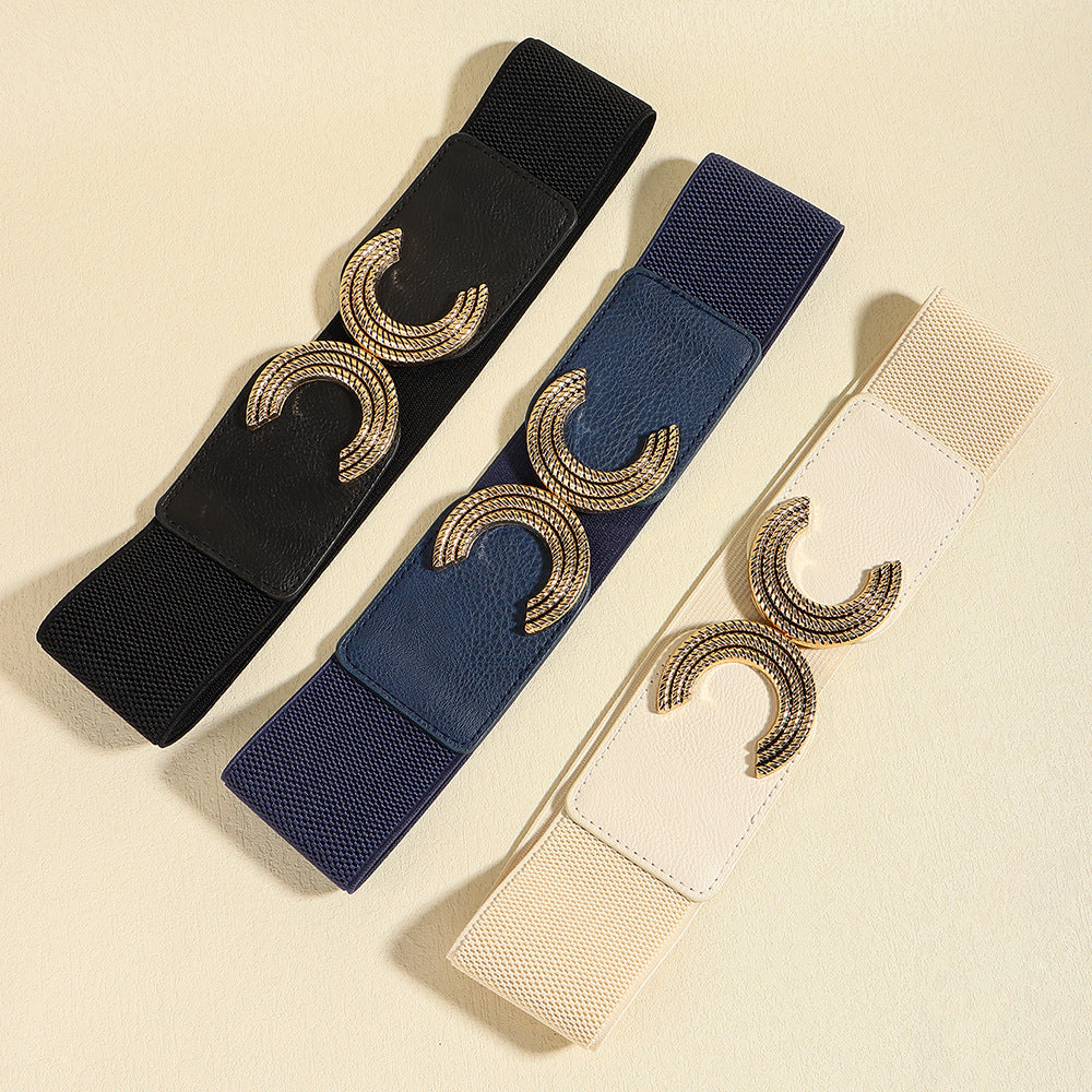 Double C Buckle Elastic Belt-Teresa's Fashionista LLC