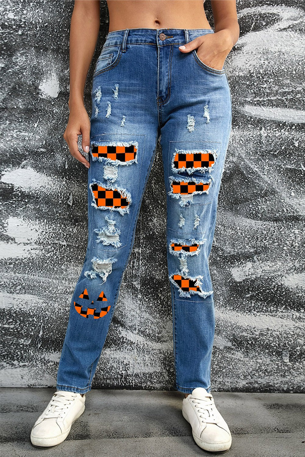 Distressed Straight Jeans with Pockets-Teresa&#39;s Fashionista LLC