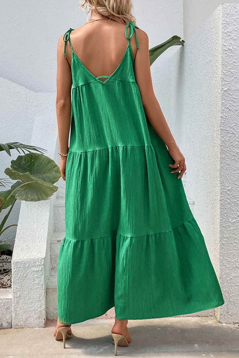 Tie-Shoulder Tiered Maxi Dress-Teresa's Fashionista LLC