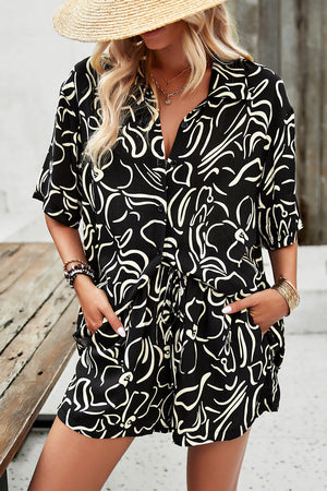 Printed Button Up Shirt and Shorts Set-Teresa's Fashionista LLC