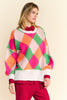 Davi & Dani Exposed Seam Color Block Dropped Shoulder Sweater - Teresa's Fashionista LLC