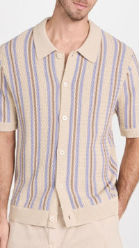 Men's Plus Size Striped Button Down Short Sleeve Shirt
